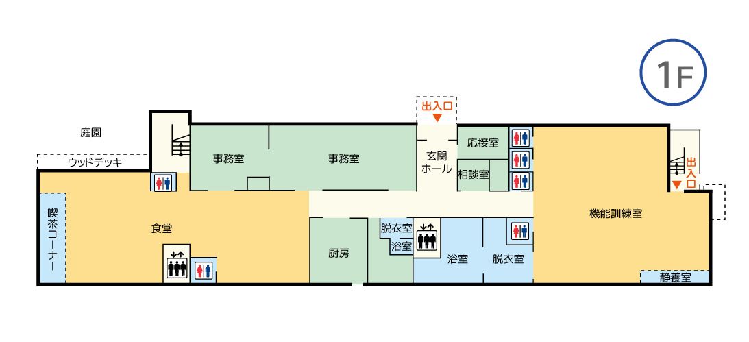 ケアホーム藤井寺の1Fのフロアマップ