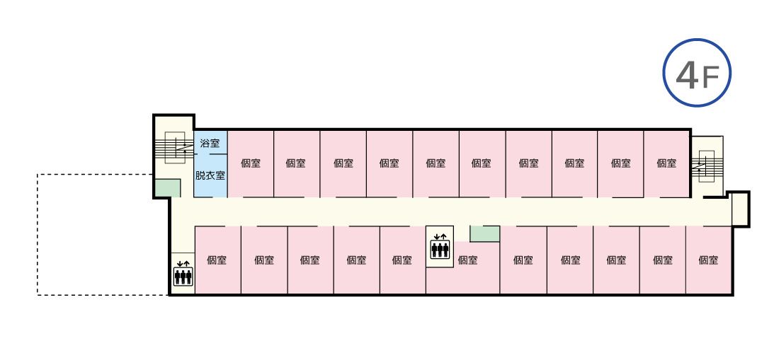 ケアホーム藤井寺の4Fのフロアマップ