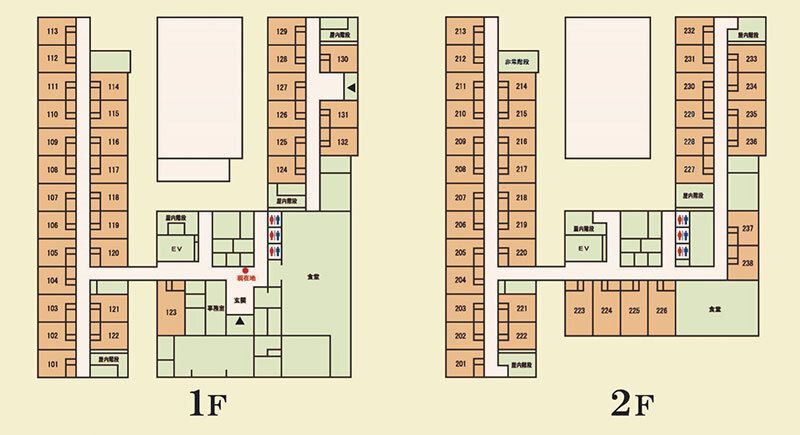 シニアガーデンかめがさきの1～2Ｆのフロアマップ
