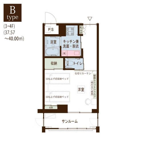 シニアレジデンスかの苑のＢTypeの間取り図