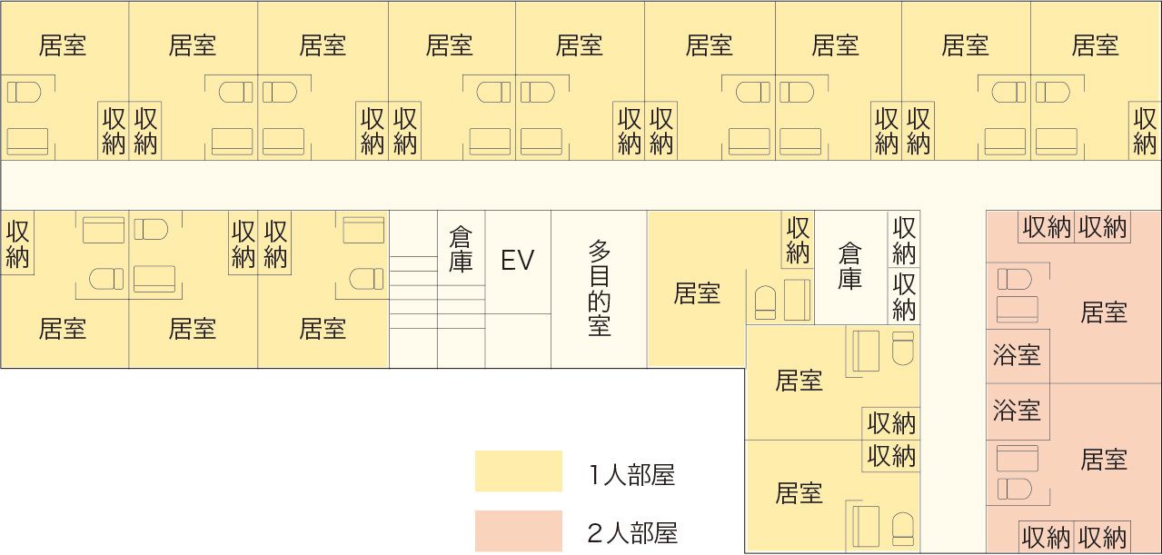 サービス付き高齢者向け住宅 咲楽の(A・B棟) 2Fのフロアマップ