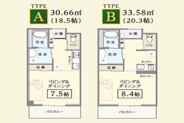 glad下川原のTYPE A・TYPE B の間取り図