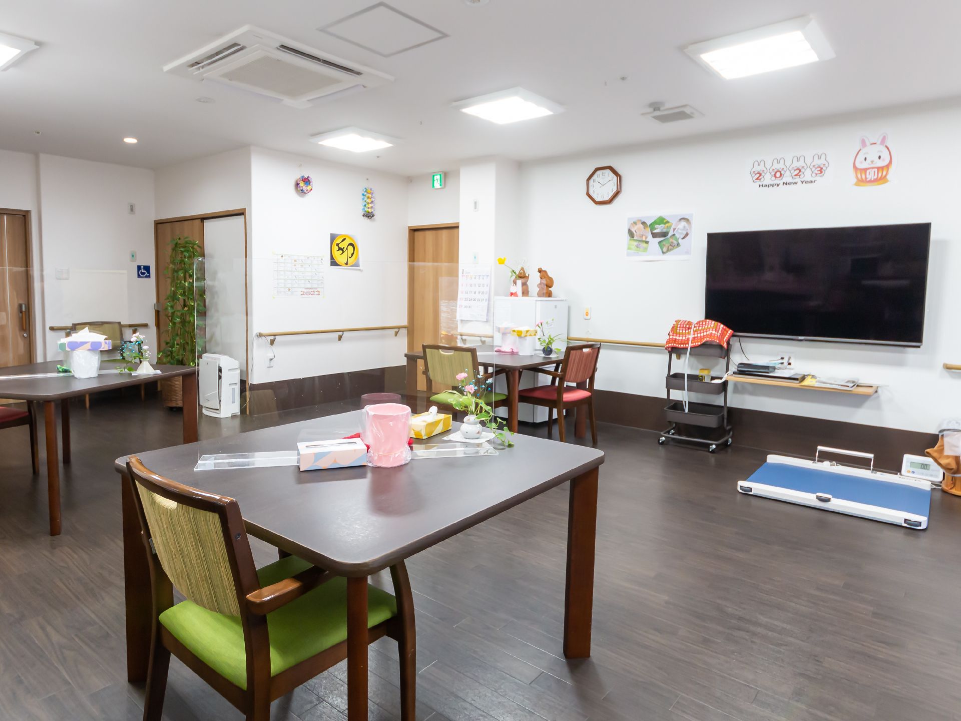 レクリエーションの際、入居者が集まる共有スペース