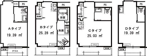 各種タイプの居室案内図
