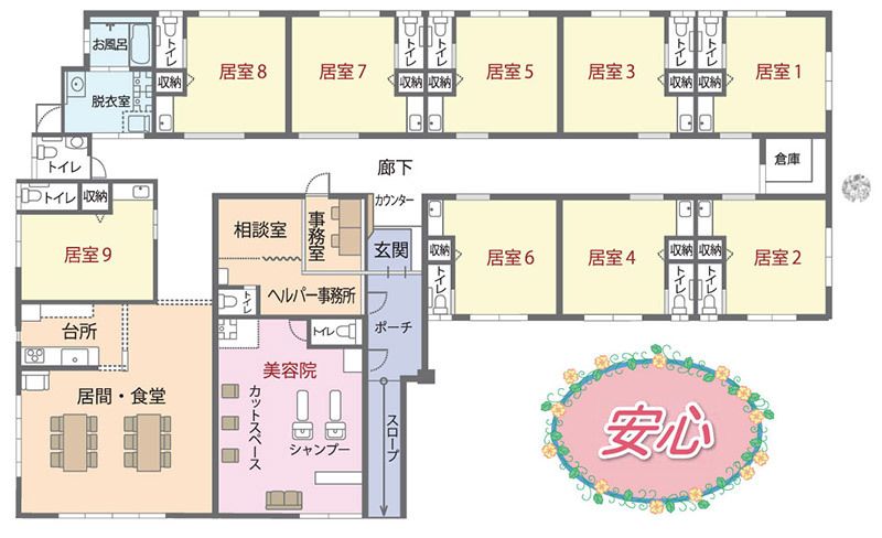 サービス付き高齢者向け住宅 エスポワールのフロアマップのフロアマップ