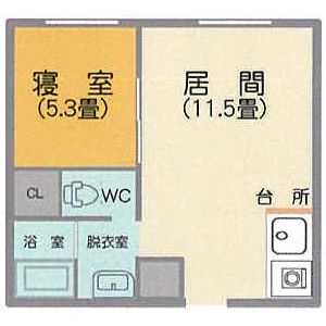 居間と寝室の間取り図