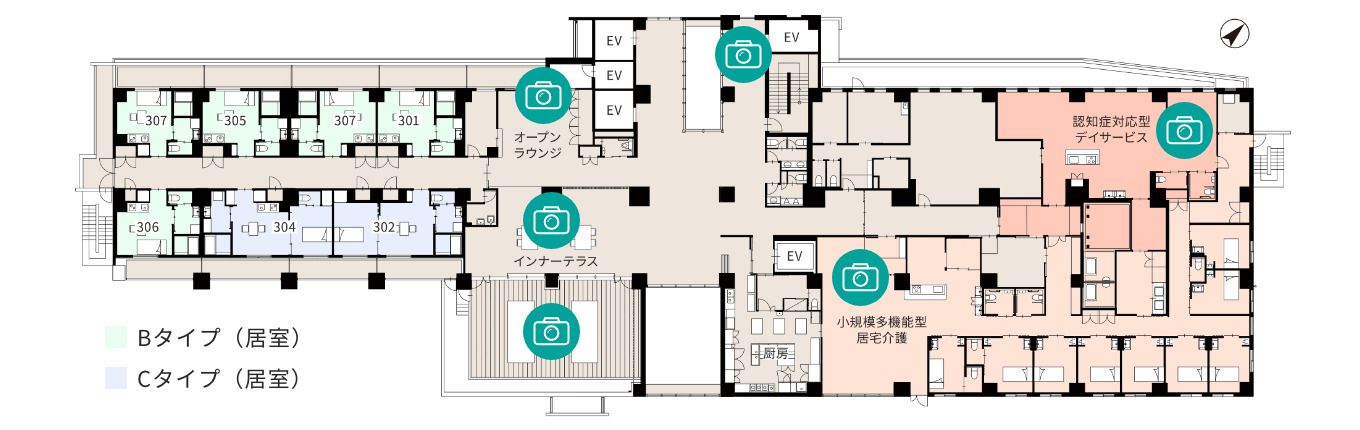 エイジフリーハウス吹田健都の3Fのフロアマップ