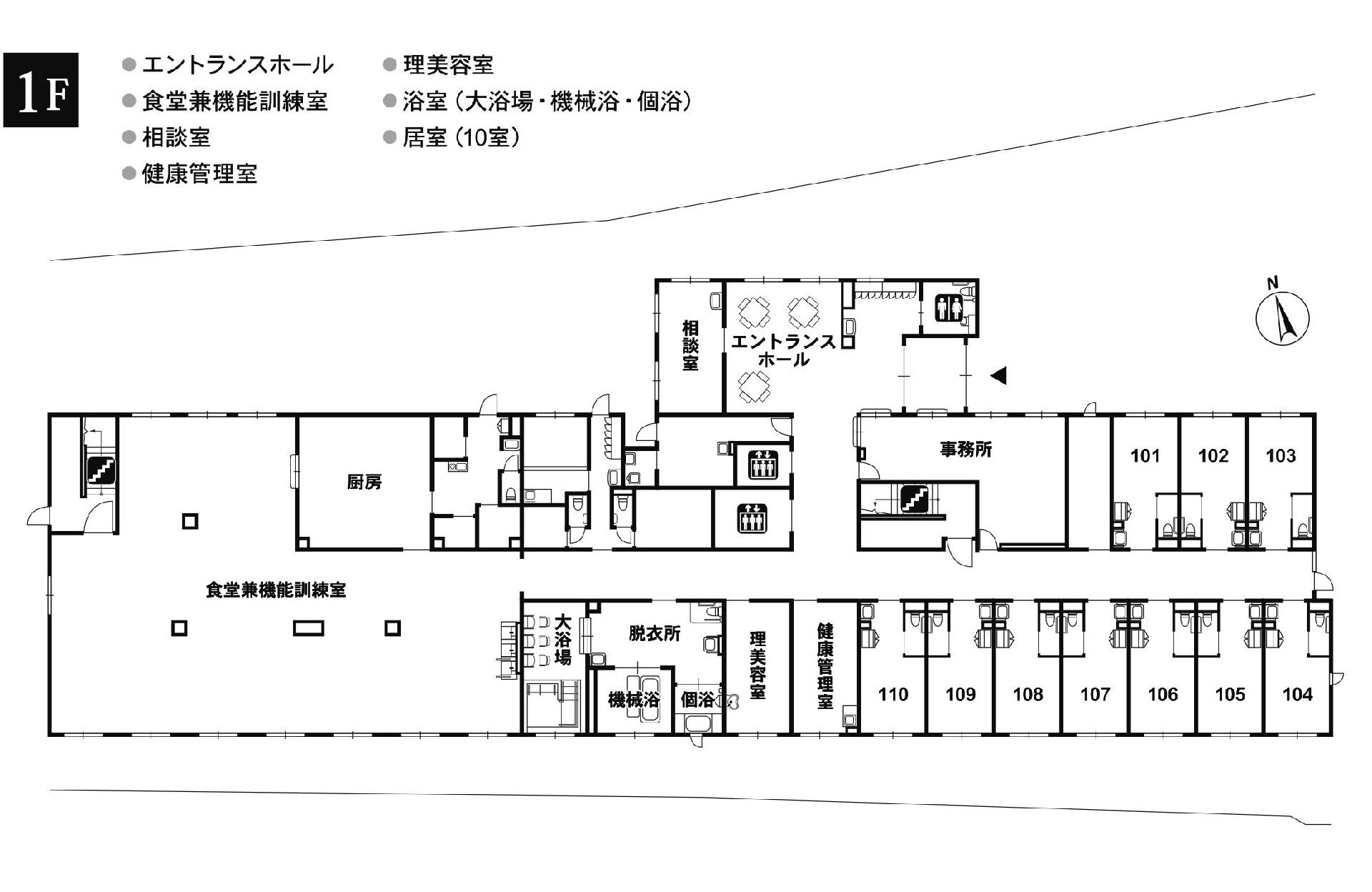 リアンレーヴ東戸塚の1Ｆのフロアマップ