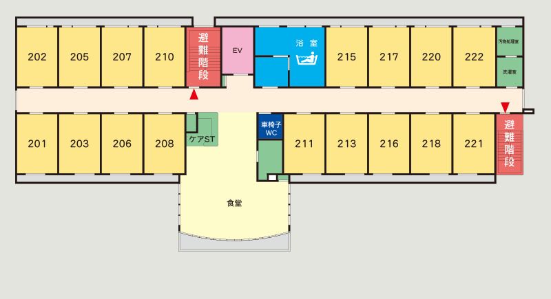 有料老人ホーム桜寿のさと 松島の2F（医療ケア重視フロア）のフロアマップ