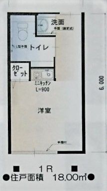 ミライエ茨木 弐番館の１人部屋用居室の間取り図