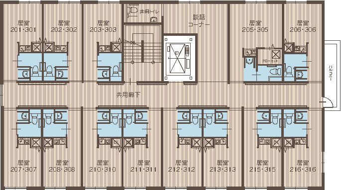 そうごうケアホーム畷学園前のフロアマップ2のフロアマップ