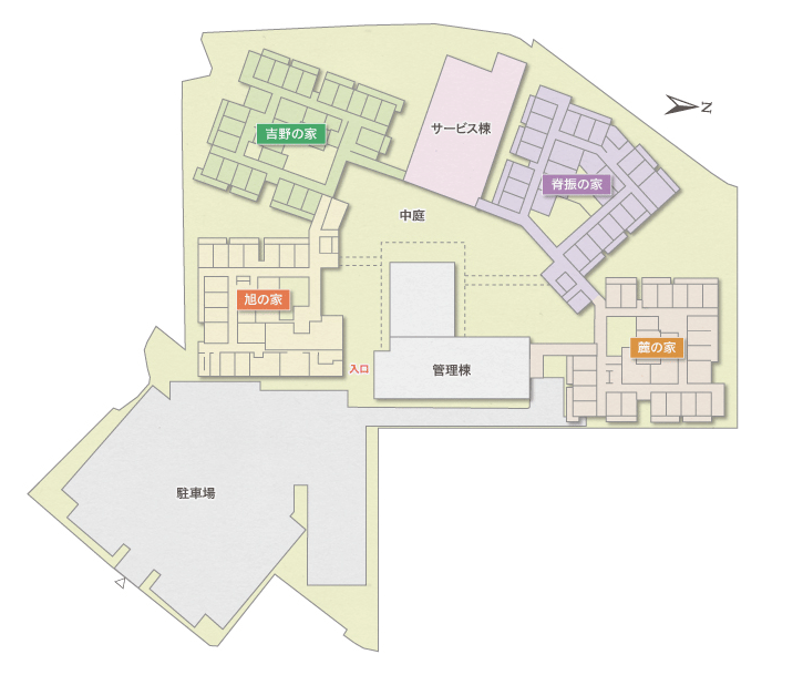 ゆとりある施設配置図
