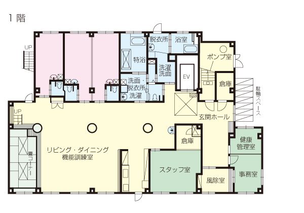 介護付有料老人ホーム エナジー青山の1階のフロアマップ