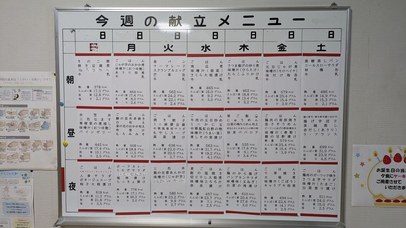 今週の献立ボード