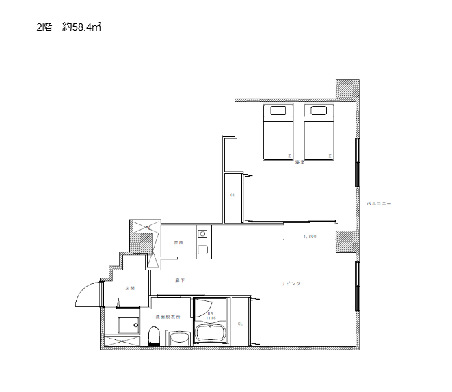 広々とした居室の間取り図