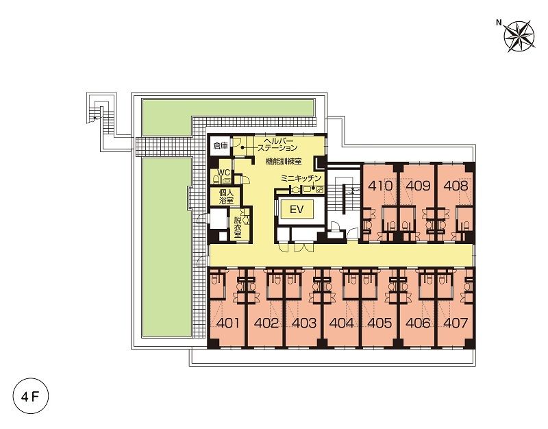 ニチイホーム渋谷本町の4Ｆのフロアマップ