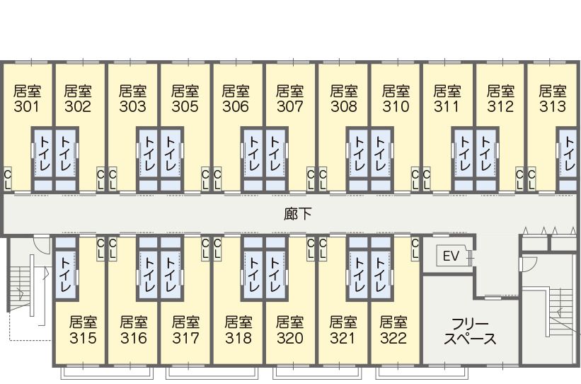 リーブル岸和田アネックスの3Ｆのフロアマップ