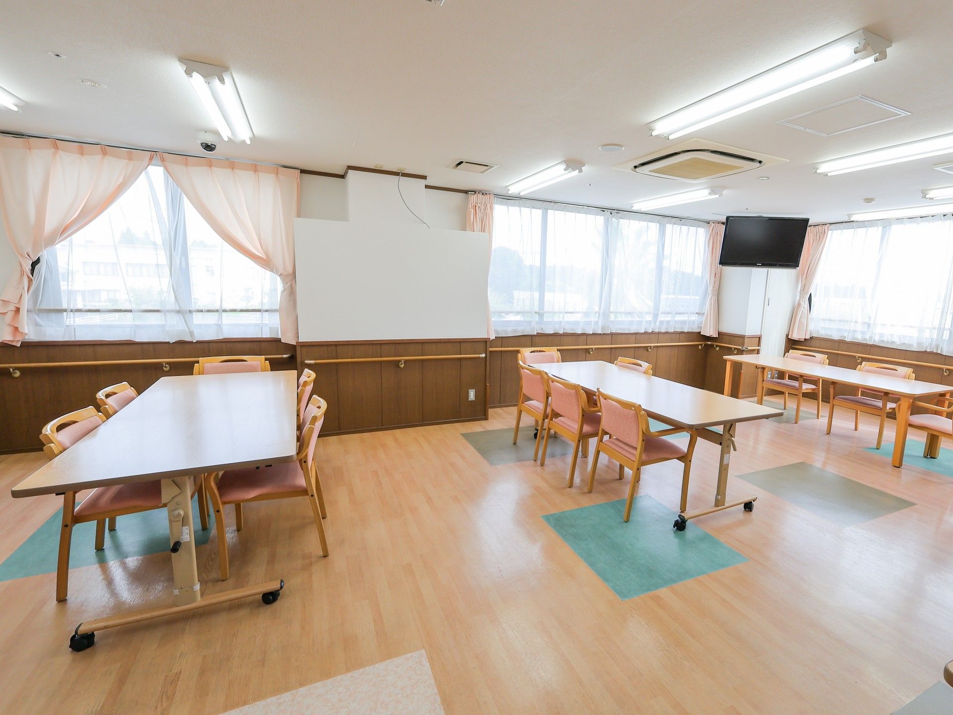 体操をする高齢女性と指導をする理学療法士の男性