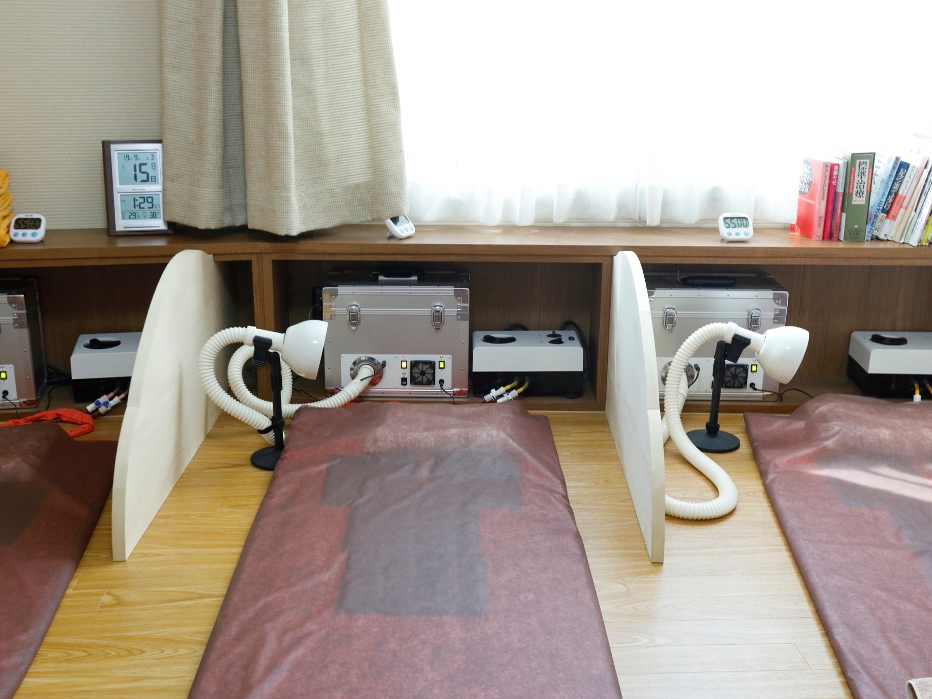 施設には温熱マットを完備している。体を芯から温めることができ、気持ちの良い時間を過ごすことができる。