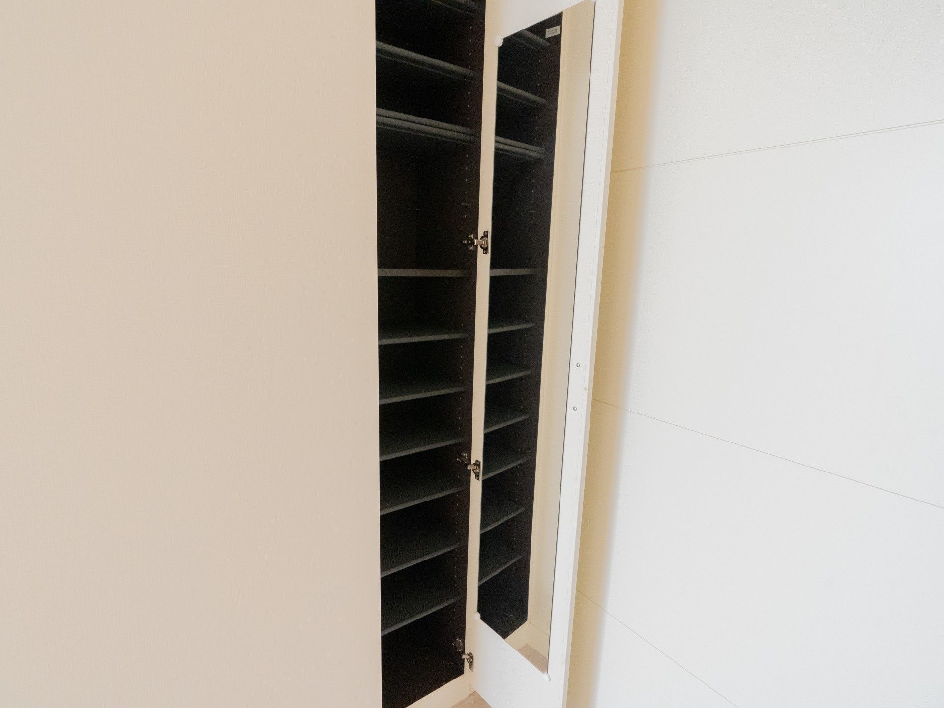 収納棚と鏡の扉