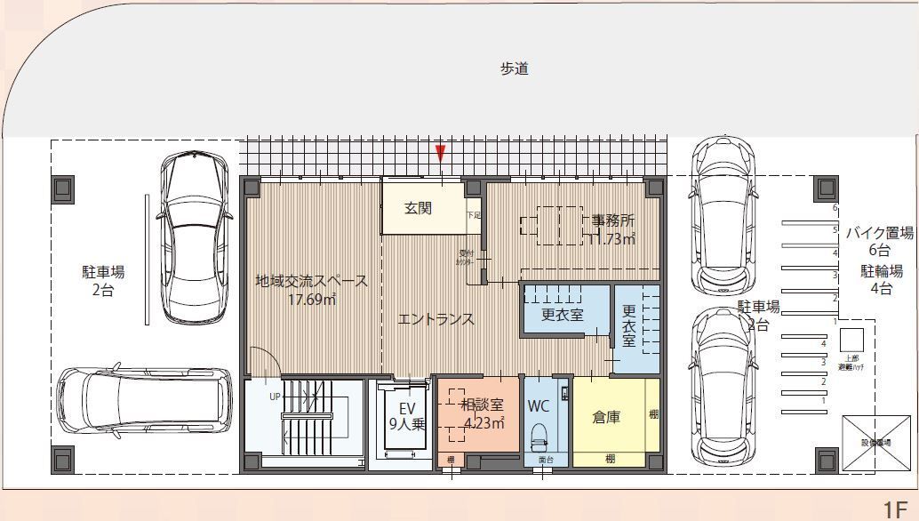 そうごうケアホーム下鴨の1Ｆのフロアマップ