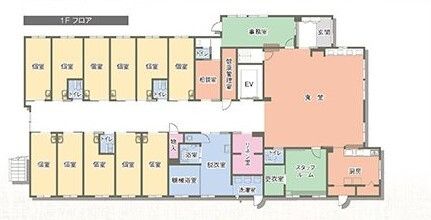 住宅型有料老人ホーム エルステージ豊田の1Ｆのフロアマップ