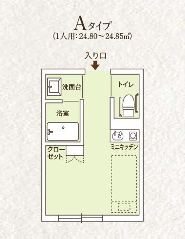 ココファン浦和六辻の居室の間取り図