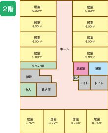ハピネス梅森坂の2階のフロアマップ
