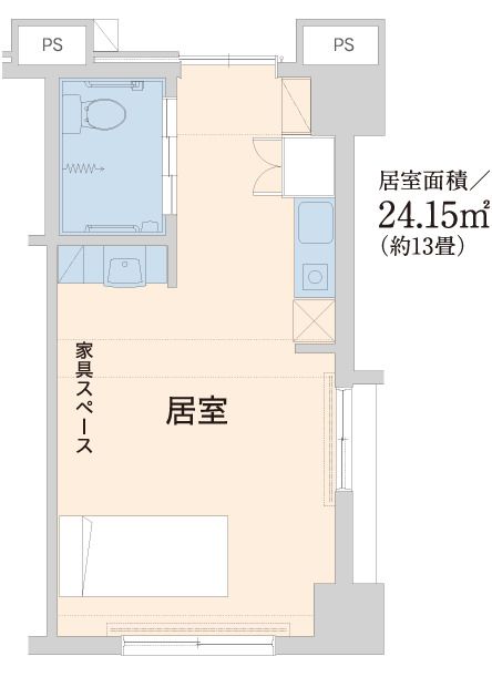 フェリオ天神の居室の間取り図