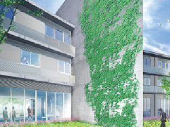緑に囲まれた建物外観