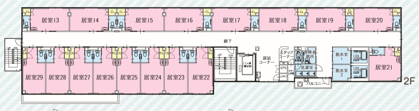 そうごうケアホーム小栗栖の2Ｆのフロアマップ