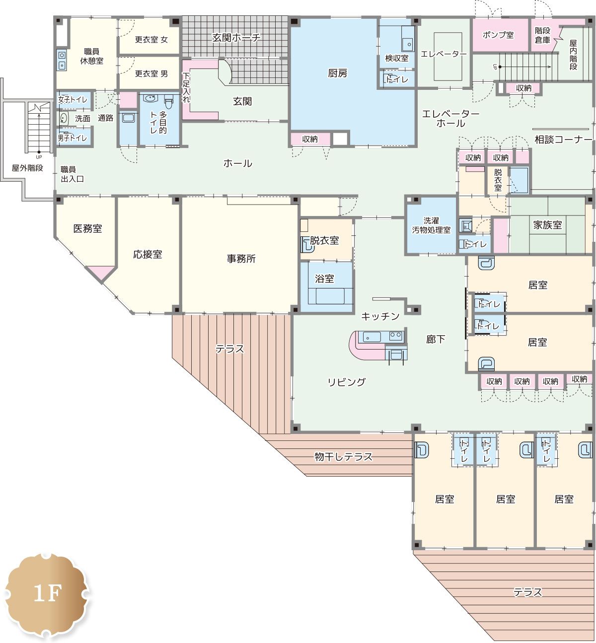 住宅型有料老人ホーム 到津の森 別館の1Ｆのフロアマップ