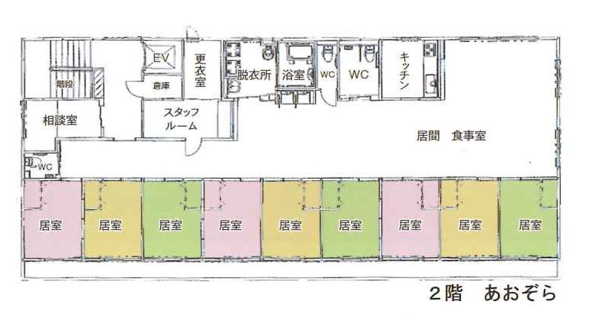 グループホーム ふぁいと永田の2階のフロアマップ