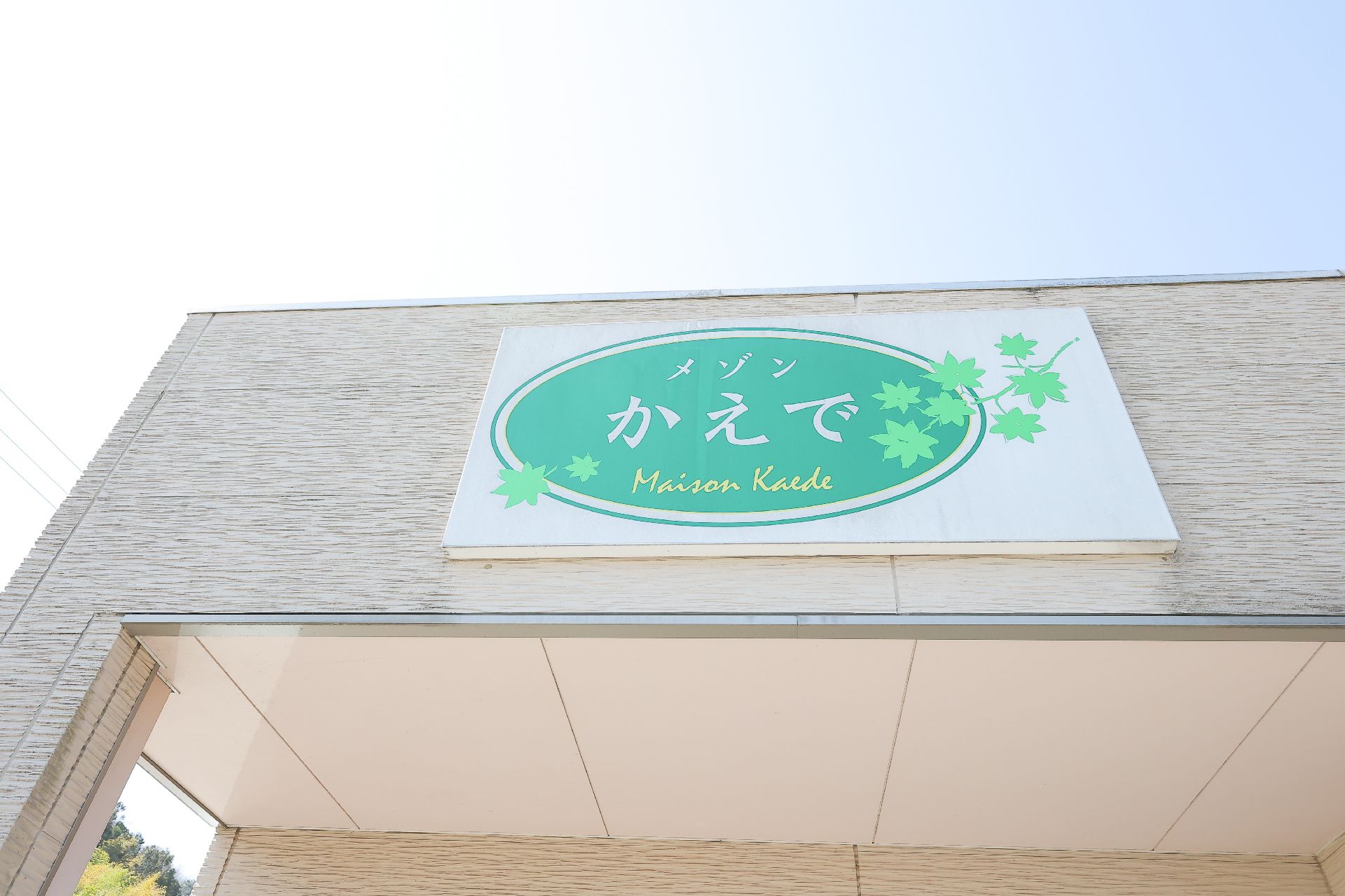 外壁に設置されている施設の名前が書かれた看板