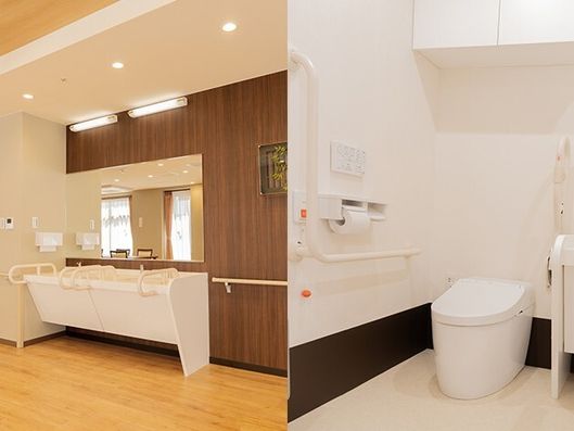 食堂兼機能訓練室(洗面台・トイレ)