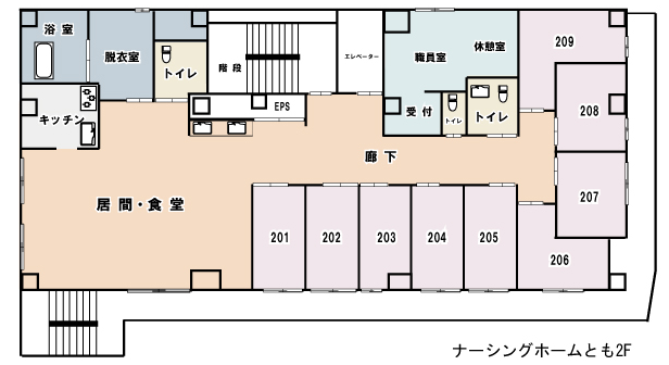 ナーシングホームともの2Ｆのフロアマップ