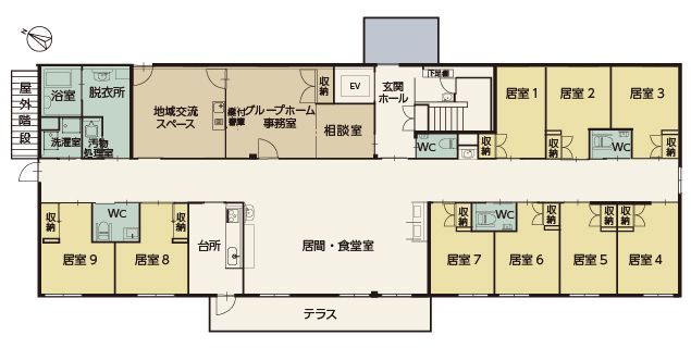 ツクイさいたま岩槻グループホームのフロアマップ1のフロアマップ