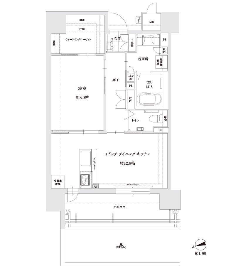 サンカルナ久留米のＡ-1Typeの間取り図