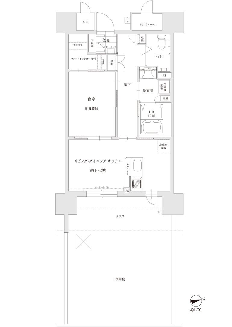 サンカルナ久留米のＣTypeの間取り図
