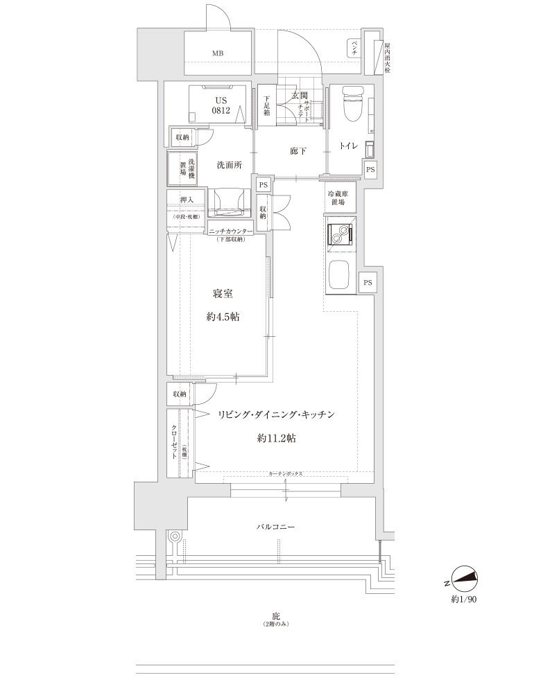 サンカルナ久留米のⅮTypeの間取り図