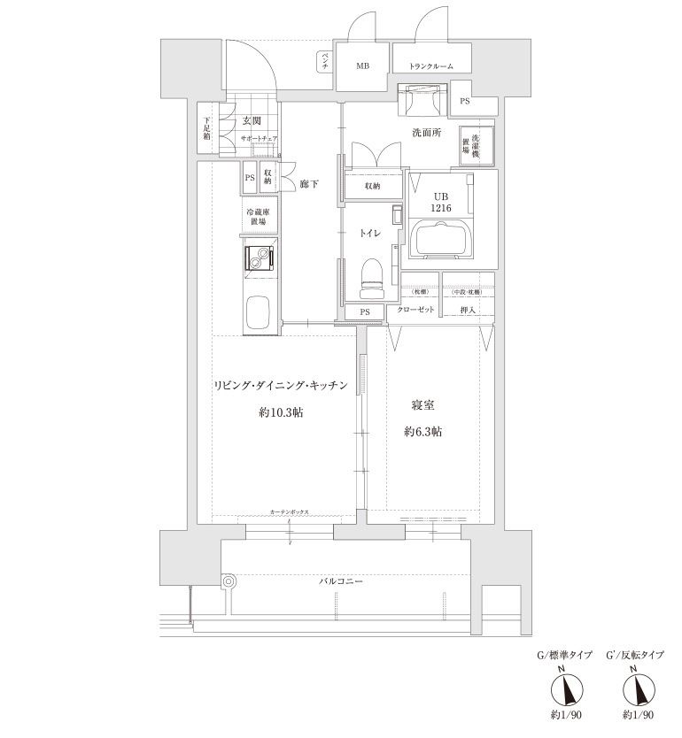 サンカルナ久留米のＧTypeの間取り図