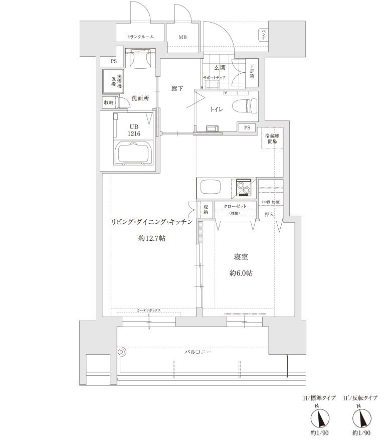 サンカルナ久留米のHTypeの間取り図