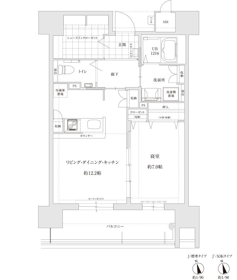 サンカルナ久留米のＪTypeの間取り図
