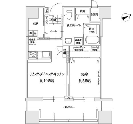 サンカルナ小倉大手町のＣ-1typeの間取り図