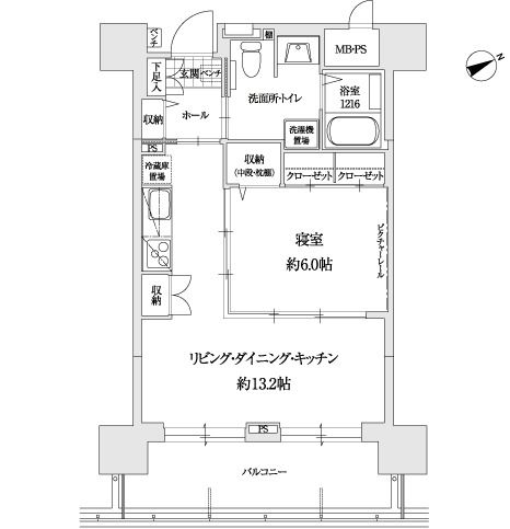 サンカルナ小倉大手町のＤ2typeの間取り図