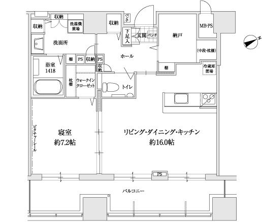 サンカルナ小倉大手町のＨ-1typeの間取り図