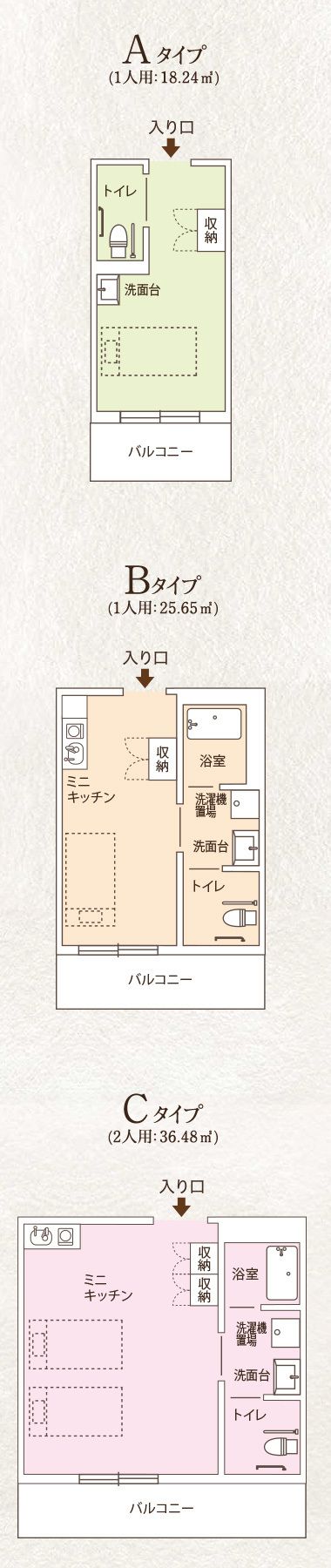 ココファン麻生田の居室の間取り図