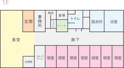 ナーシングホーム アイプラスの1Ｆのフロアマップ