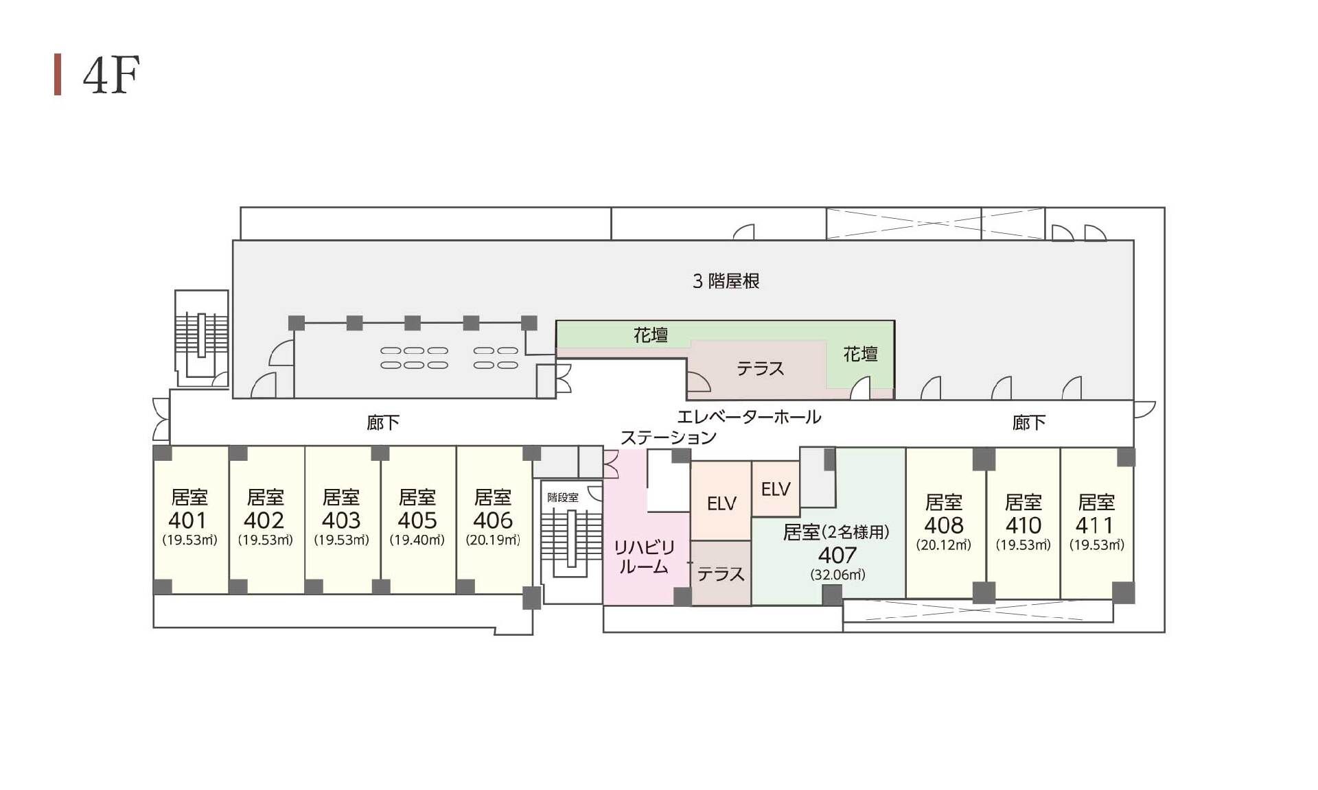ホスピタルメント四谷大京町の4Ｆのフロアマップ