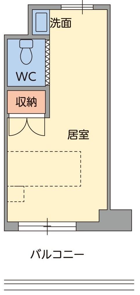 アビタシオン君津のAタイプ（ワンルーム）の間取り図